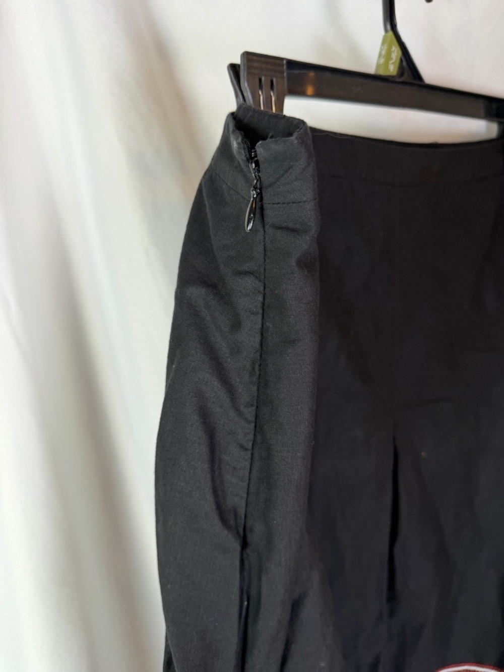 LOFT Black Linen Blend Embroidered A-Line Skirt 16 Boho - Picture 9 of 12